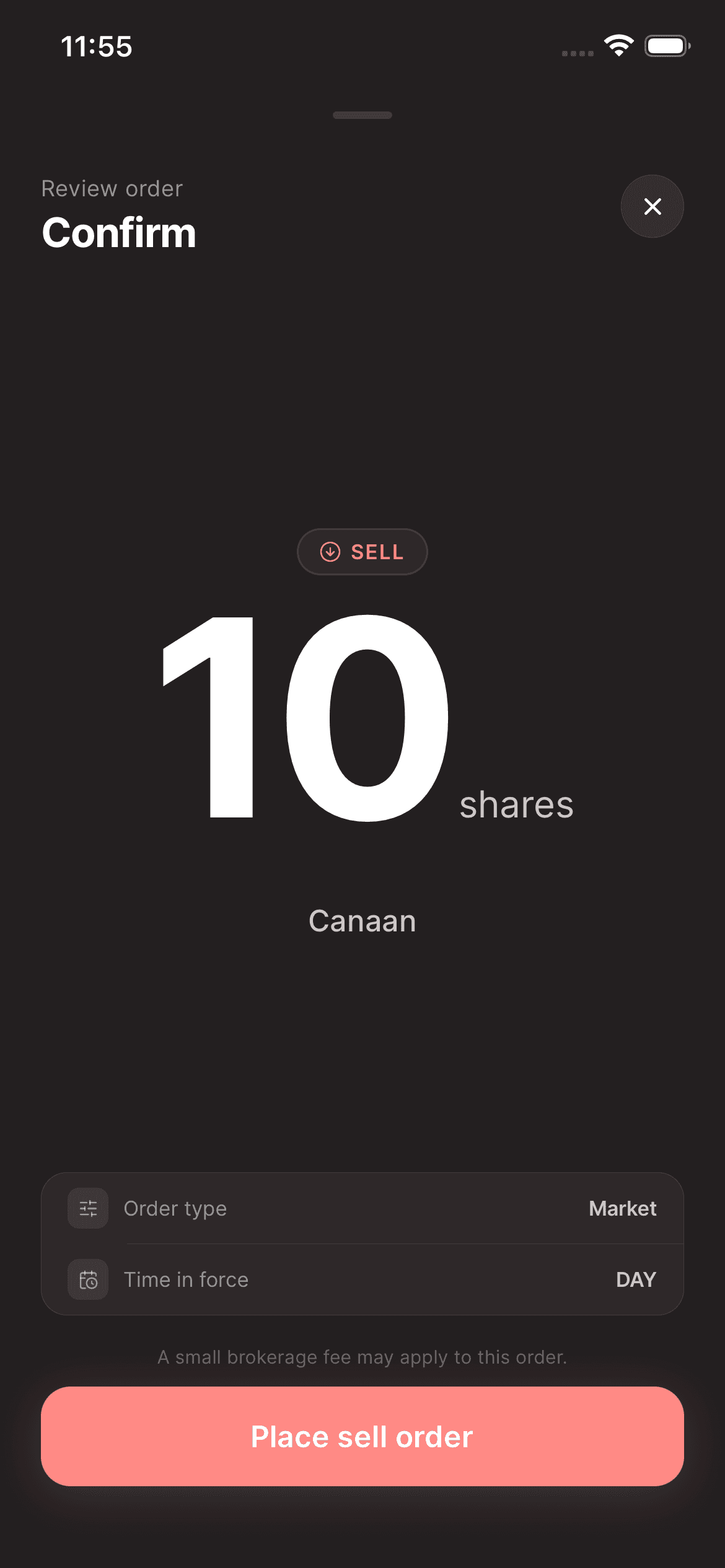 Asal Invest app: Sell order review