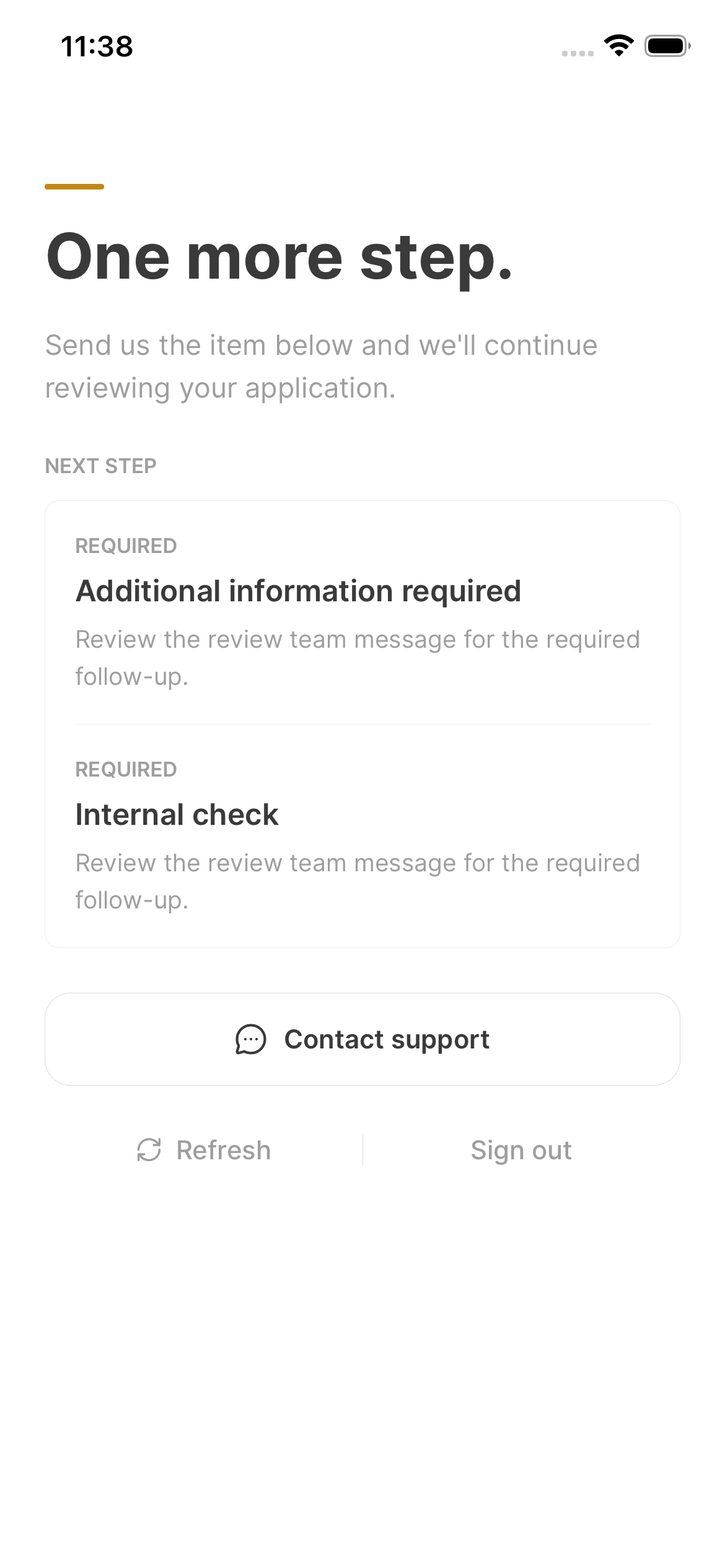 Asal Invest app: Verification action or review message
