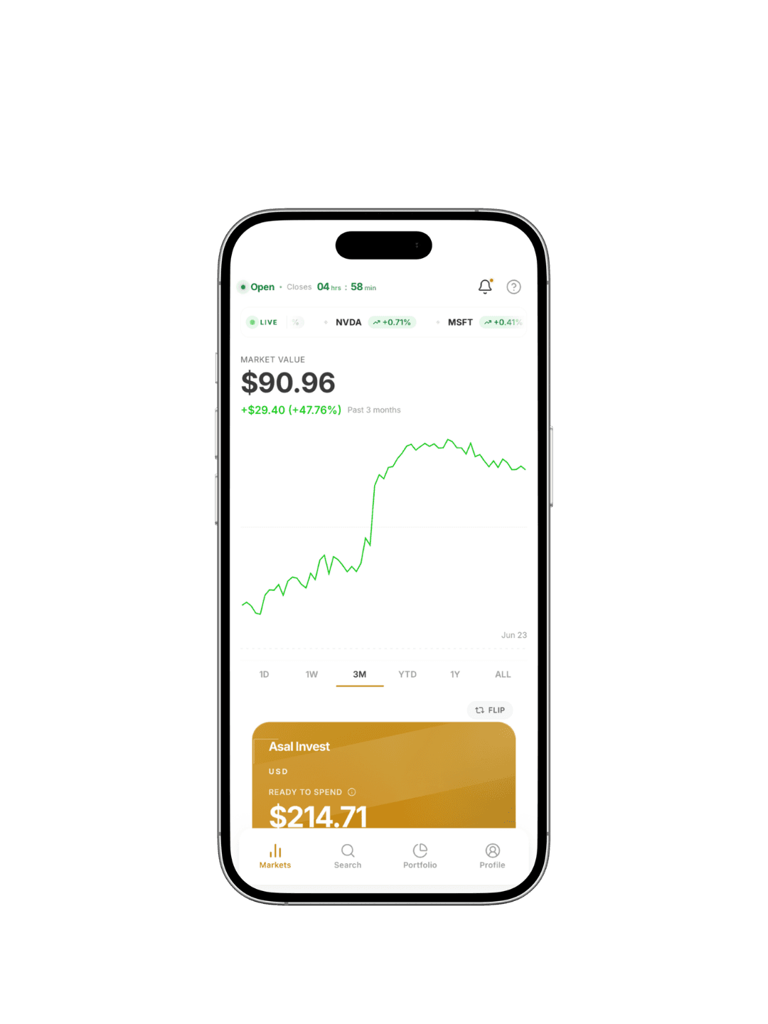 Asal Invest account hub portfolio feature screen 01